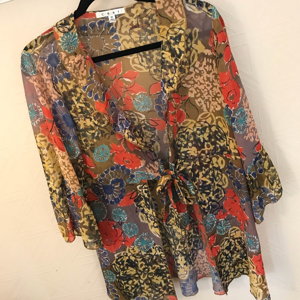 Cabi Shakespeare Floral Tie Front Blouse